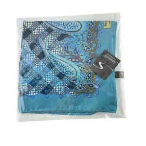 Santorelli 100% Silk Neck Scarf Blue Paisley Lattice